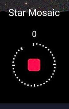Screenshot of the beta version of the Seestar S50's Star Mosaic mode interface, displaying the central control dial for capturing mosaic images in astrophotography.