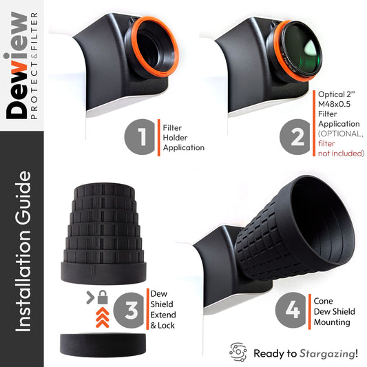 DeWiew Protect & Filter - Collapsible Dew Shield & Optical Filter Holder for Seestar S30