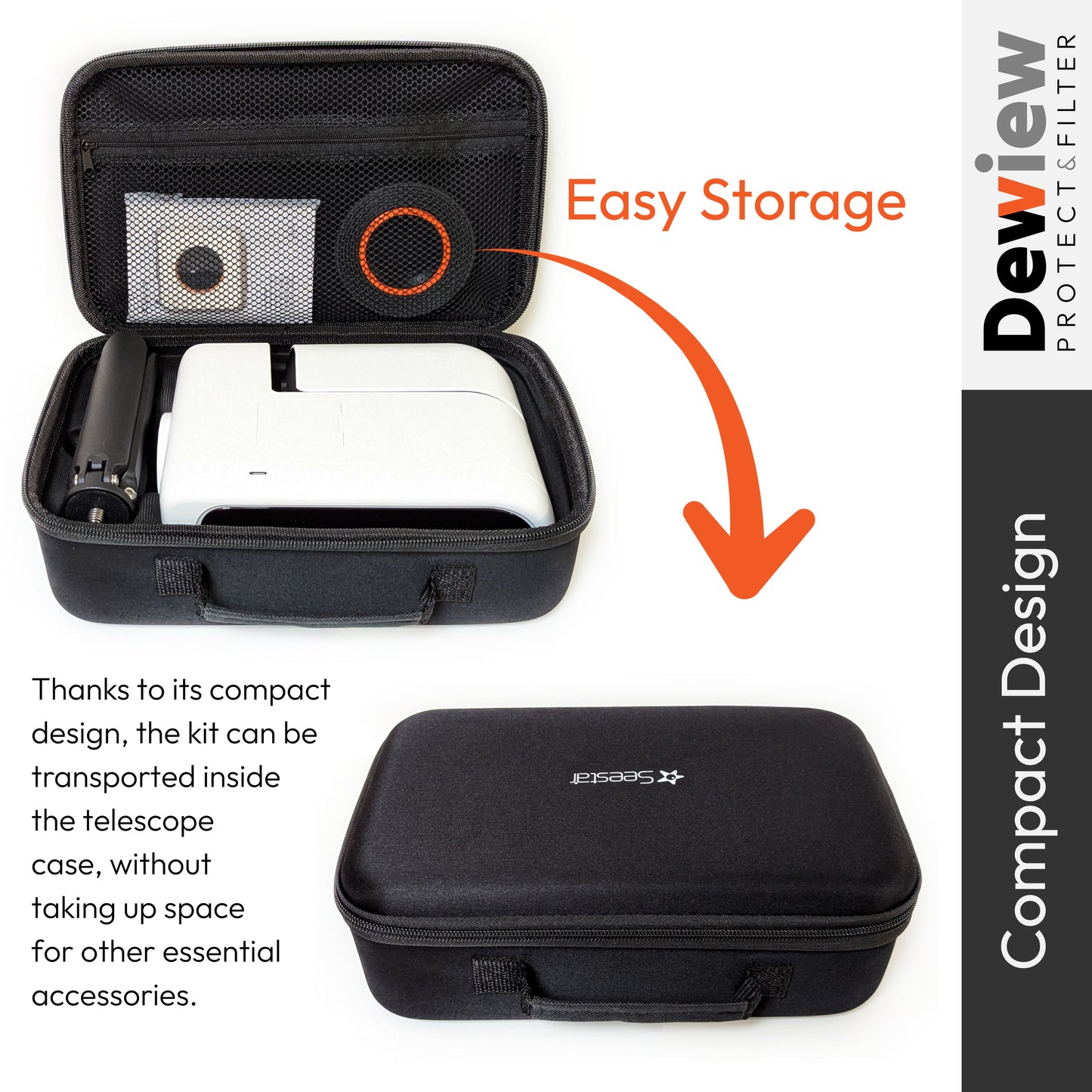 DeWiew Protect & Filter - Collapsible Dew Shield & Optical Filter Holder for Seestar S30