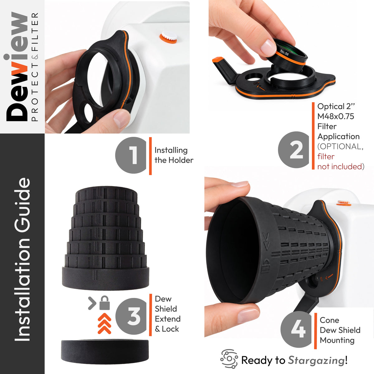 DeWiew Protect & Filter – Double Dew Shield System & Filter Holder for Seestar S50 PRO