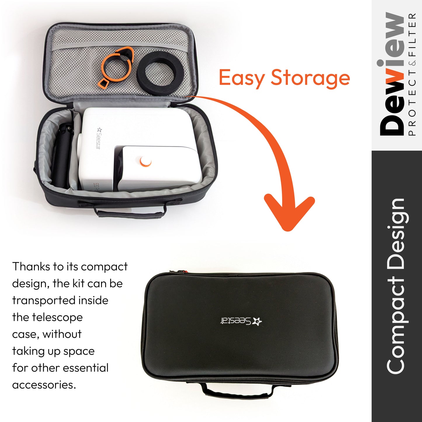 DeWiew Protect & Filter - Collapsible Dew Shield & Optical Filter Holder for Seestar S30 PRO