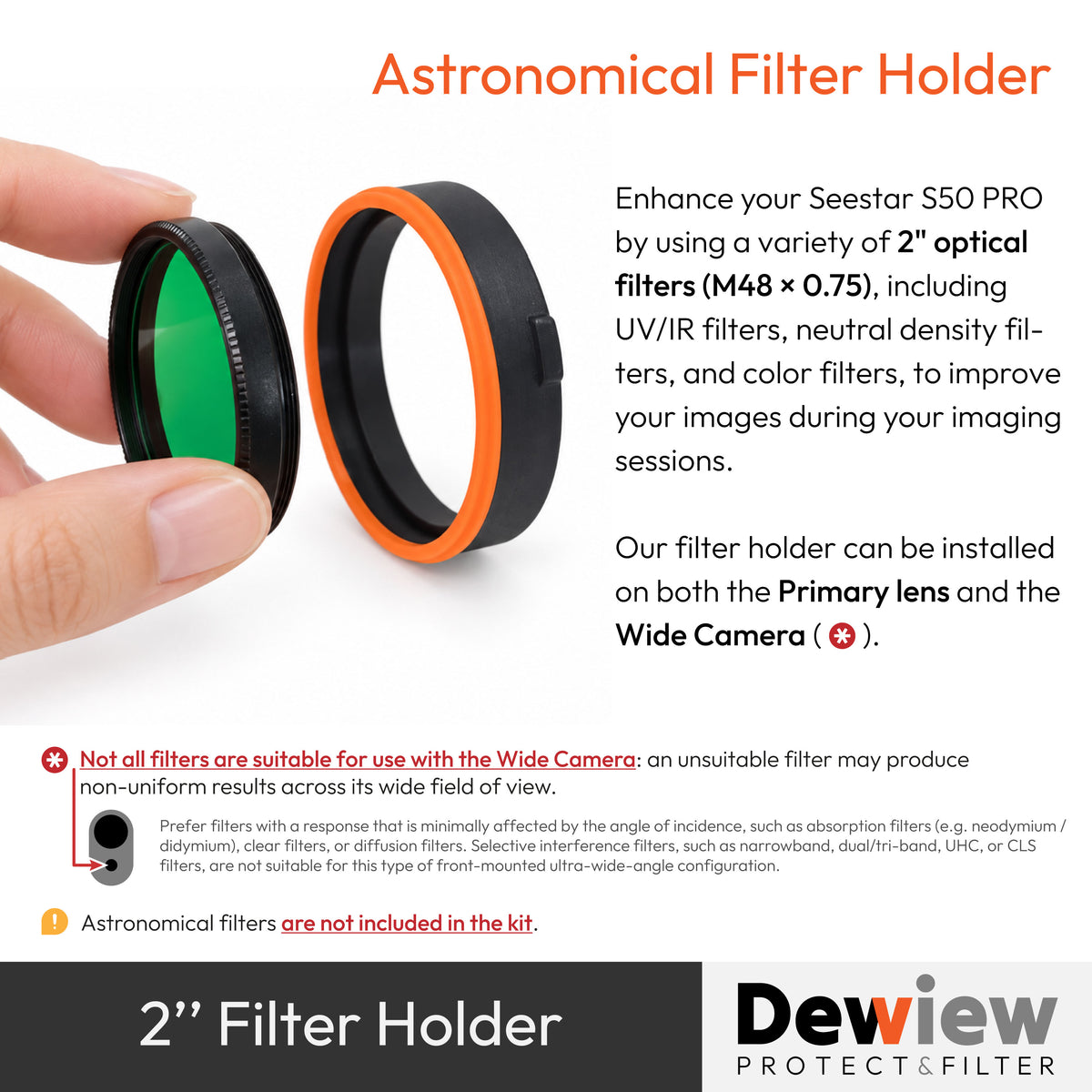 DeWiew Protect & Filter – Double Dew Shield System & Filter Holder for Seestar S50 PRO