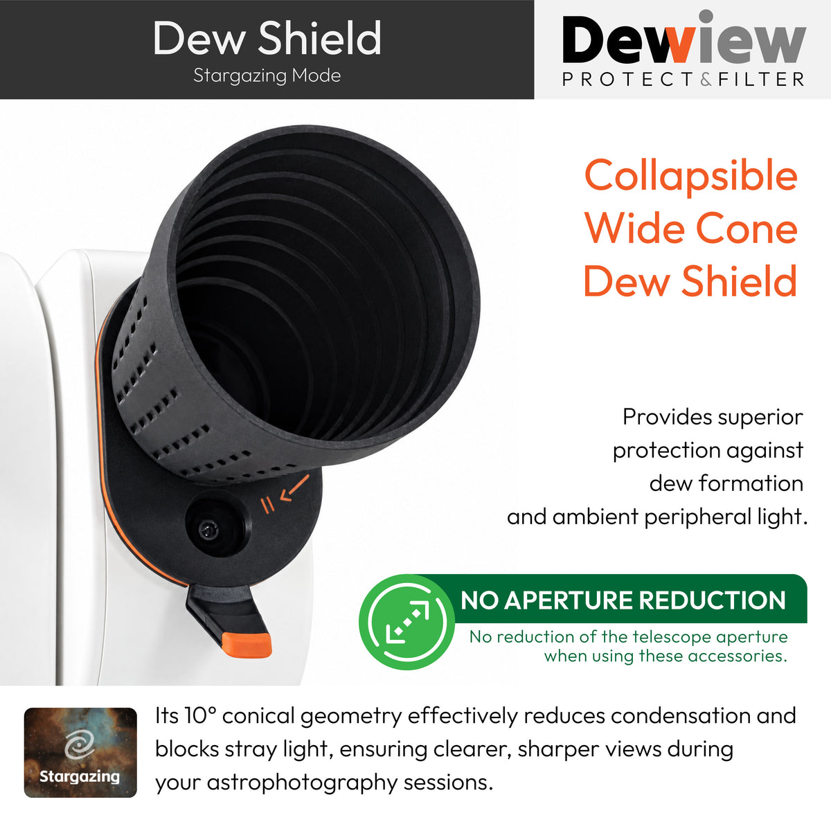 DeWiew Protect & Filter – Double Dew Shield System & Filter Holder for Seestar S50 PRO