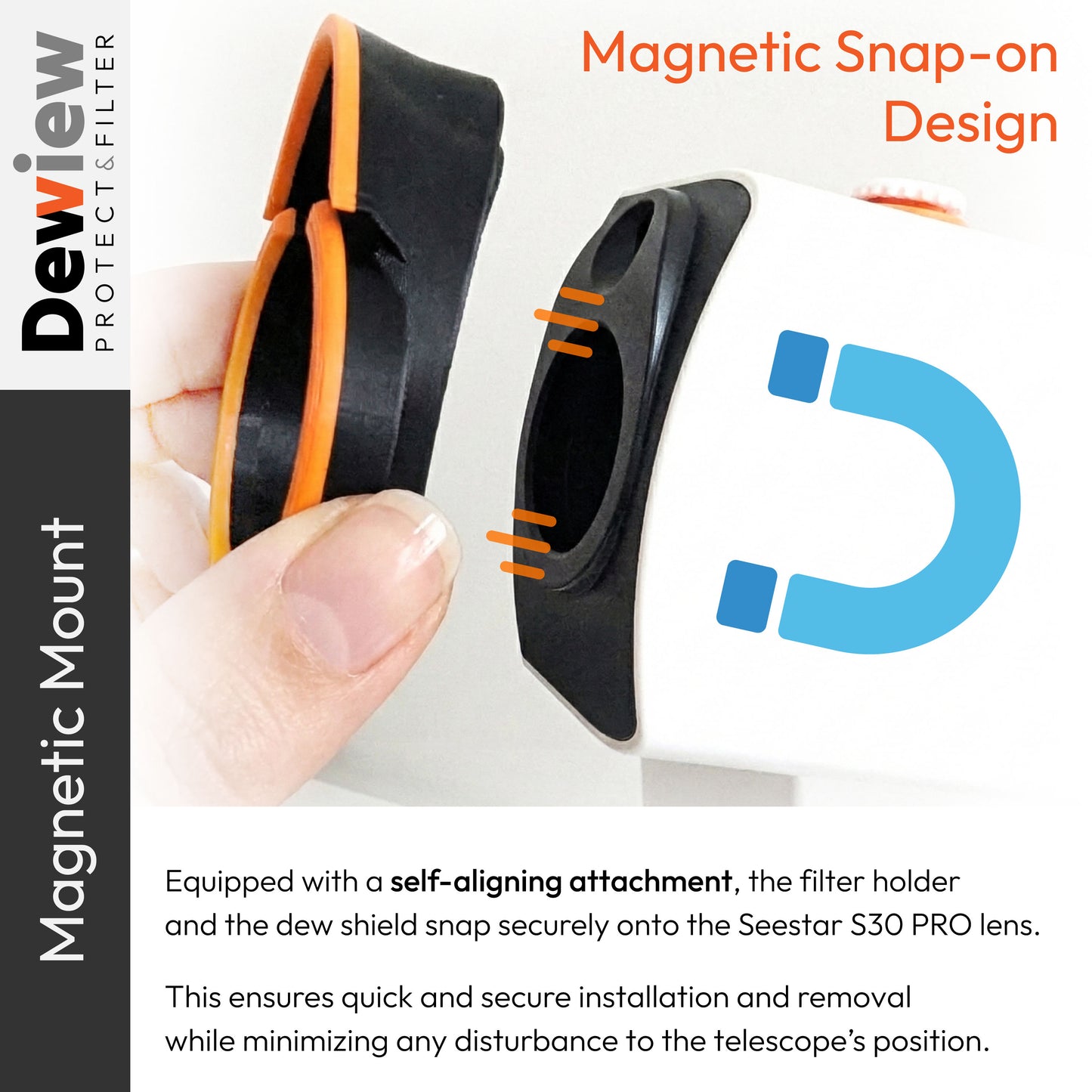 DeWiew Protect & Filter - Collapsible Dew Shield & Optical Filter Holder for Seestar S30 PRO