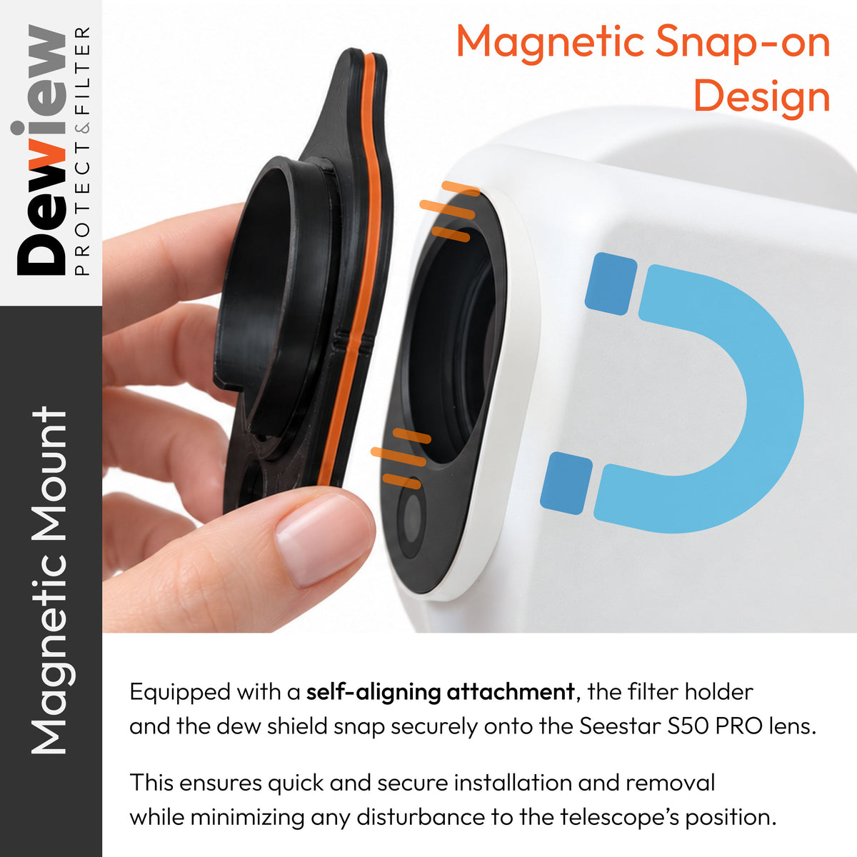 DeWiew Protect & Filter – Double Dew Shield System & Filter Holder for Seestar S50 PRO