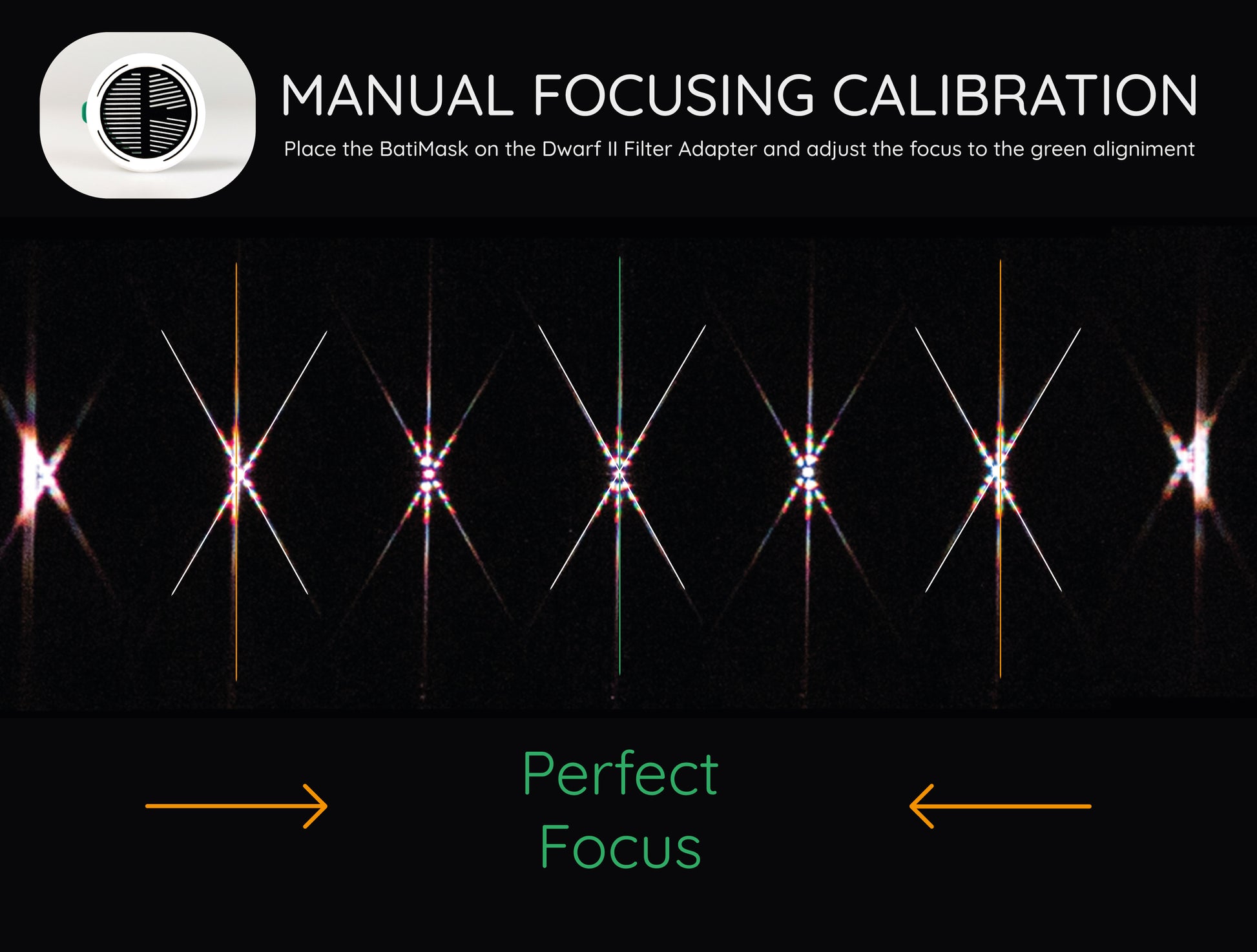 Manual focusing calibration using Bahtinov Mask on DWARF II Telescope