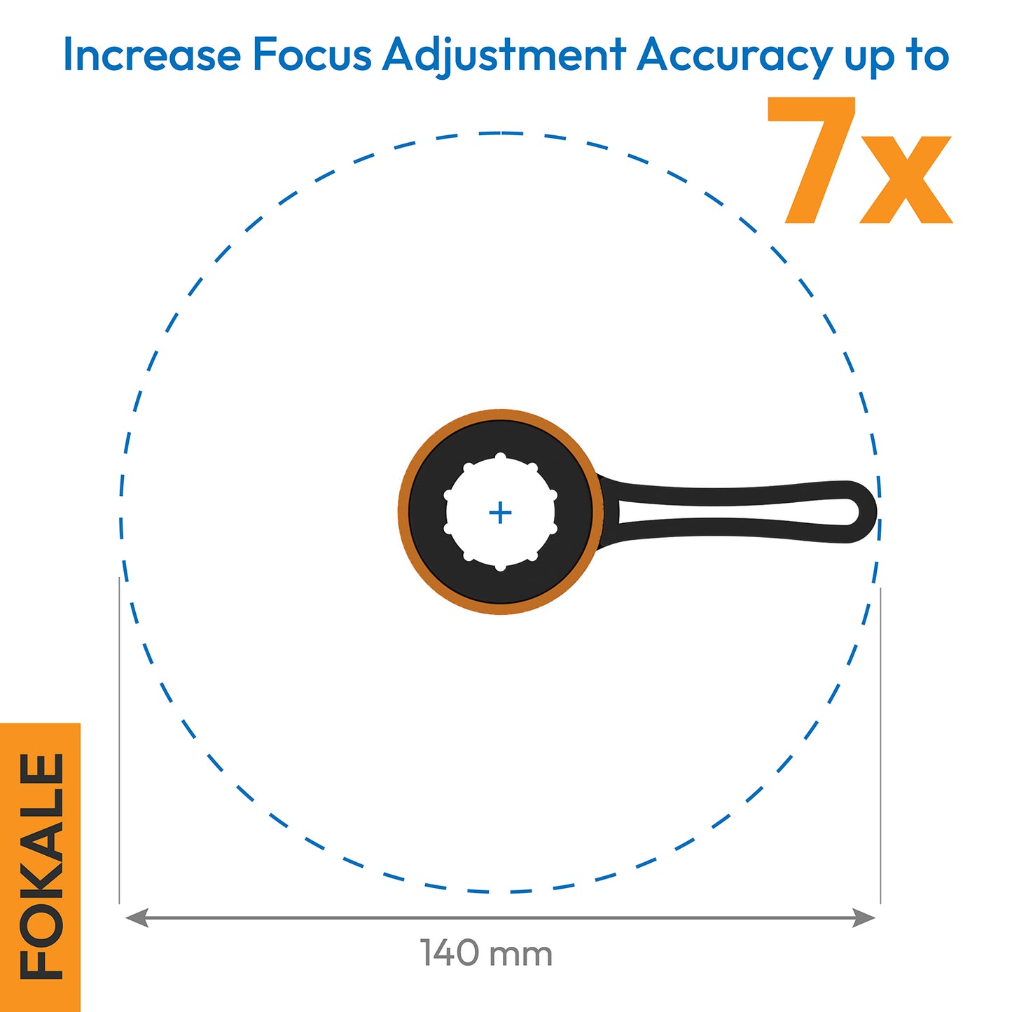 Focus knob lever showing precision accuracy up to 7 times